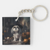 Shih Tzu Pumpkins Halloween Beängstigend Schlüsselanhänger (Rückseite)