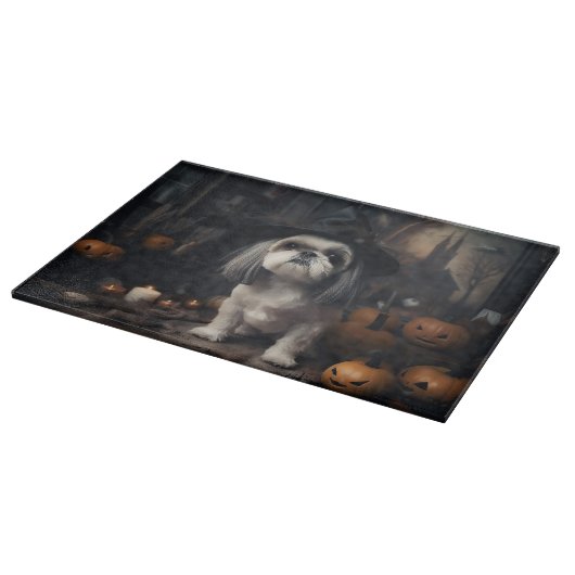 Shih Tzu Pumpkins Halloween Beängstigend Schneidebrett (Ecke)