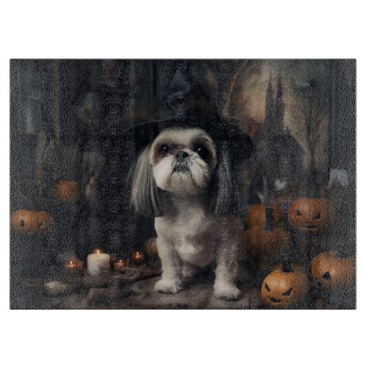 Shih Tzu Pumpkins Halloween Beängstigend Schneidebrett (Vorderseite)