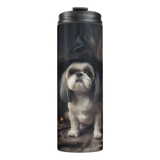 Shih Tzu Pumpkins Halloween Beängstigend Thermosbecher (Vorderseite)