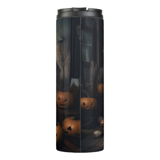 Shih Tzu Pumpkins Halloween Beängstigend Thermosbecher (Rückseite)