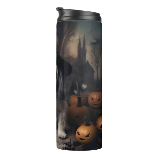 Shih Tzu Pumpkins Halloween Beängstigend Thermosbecher (Nach rechts gedreht)