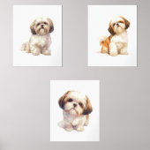 Shih Tzu Puppy Art, Porträtmalerei Bilderwand Sets (Vorderseite)