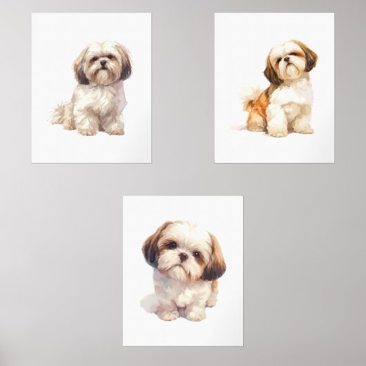 Shih Tzu Puppy Art, Porträtmalerei Bilderwand Sets (Vorderseite)