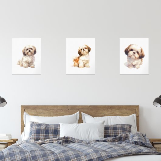 Shih Tzu Puppy Art, Porträtmalerei Bilderwand Sets (Schlafzimmer)
