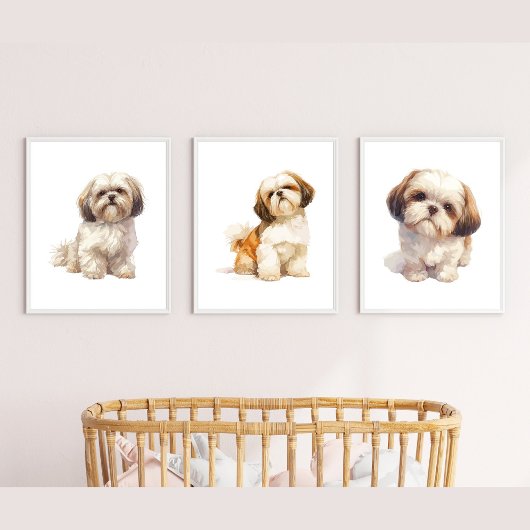 Shih Tzu Puppy Art, Porträtmalerei Bilderwand Sets