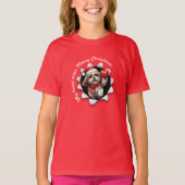 Shih Tzu Puppy Christmas Heart Scarf T-Shirt (Vorderseite)