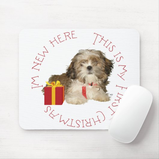 Shih Tzu Puppy First Christmas Mousepad (Mit Mouse)