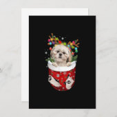 Shih Tzu Reindeer in Pocket Christmas Dog Lovers P Einladung (Vorne/Hinten)