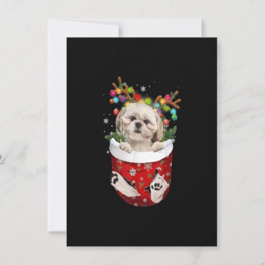 Shih Tzu Reindeer in Pocket Christmas Dog Lovers P Einladung (Vorderseite)