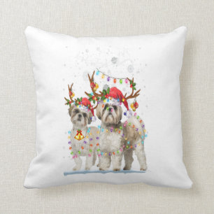 Shih Tzu Reindeer Xmas Light Christmas Gift Kissen
