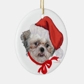 Shih Tzu Rescue Hund Happy Holidays Keramik Ornament (Rechts)