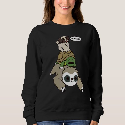 Shih Tzu Riding Sloth Tortoise Dog Sweatshirt (Vorderseite)