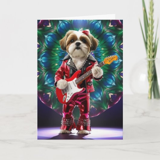 Shih Tzu Rock Star Card Karte (Vorderseite)