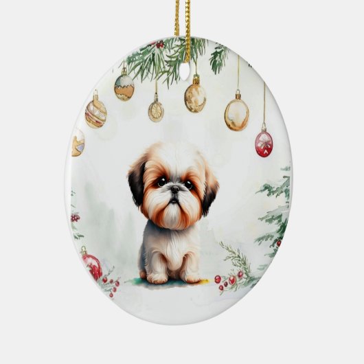 Shih Tzu Round Christmas Ornament  (Rechts)