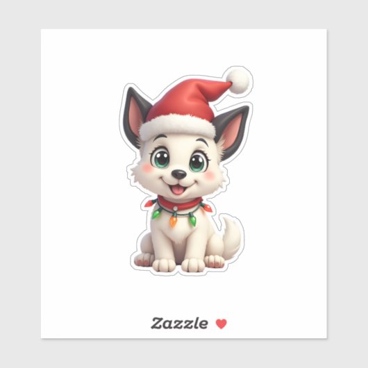 Shih Tzu Santa Christmas Tree Lights Xmas Dog Love Aufkleber (Blatt)