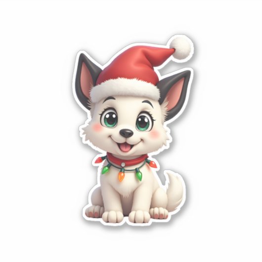 Shih Tzu Santa Christmas Tree Lights Xmas Dog Love Aufkleber (Vorderseite)