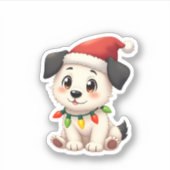 Shih Tzu Santa Christmas Tree Lights Xmas Dog Love Aufkleber (Vorderseite)