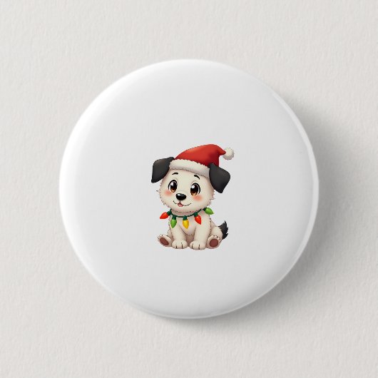 Shih Tzu Santa Christmas Tree Lights Xmas Dog Love Button (Vorderseite)