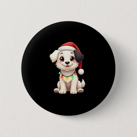 Shih Tzu Santa Christmas Tree Lights Xmas Dog Love Button (Vorderseite)