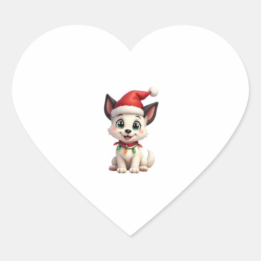Shih Tzu Santa Christmas Tree Lights Xmas Dog Love Herz-Aufkleber (Vorderseite)