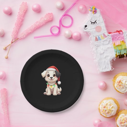 Shih Tzu Santa Christmas Tree Lights Xmas Dog Love Pappteller (Party)