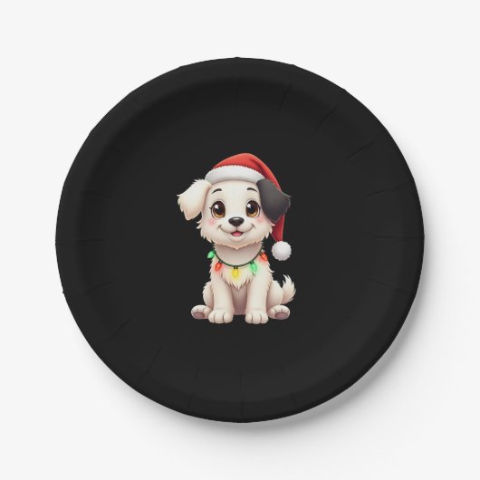 Shih Tzu Santa Christmas Tree Lights Xmas Dog Love Pappteller (Vorderseite)