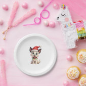 Shih Tzu Santa Christmas Tree Lights Xmas Dog Love Pappteller (Party)