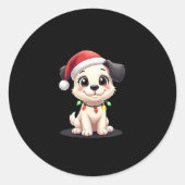 Shih Tzu Santa Christmas Tree Lights Xmas Dog Love Runder Aufkleber (Vorderseite)