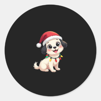 Shih Tzu Santa Christmas Tree Lights Xmas Dog Love Runder Aufkleber