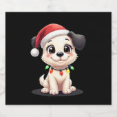 Shih Tzu Santa Christmas Tree Lights Xmas Dog Love Schaumweinetikett (Einzelnes Label)