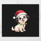 Shih Tzu Santa Christmas Tree Lights Xmas Dog Love Schaumweinetikett (Einzelnes Label)