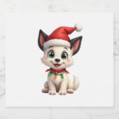 Shih Tzu Santa Christmas Tree Lights Xmas Dog Love Schaumweinetikett (Einzelnes Label)