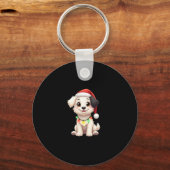 Shih Tzu Santa Christmas Tree Lights Xmas Dog Love Schlüsselanhänger (Vorderseite)