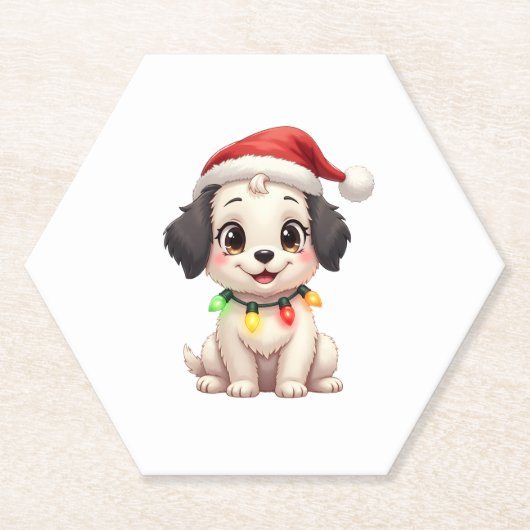 Shih Tzu Santa Christmas Tree Lights Xmas Dog Love Untersetzer (Vorderseite)