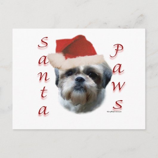 Shih Tzu Santa Paws Feiertagspostkarte (Vorderseite)
