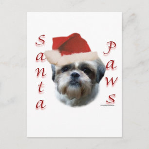 Shih Tzu Santa Paws Feiertagspostkarte