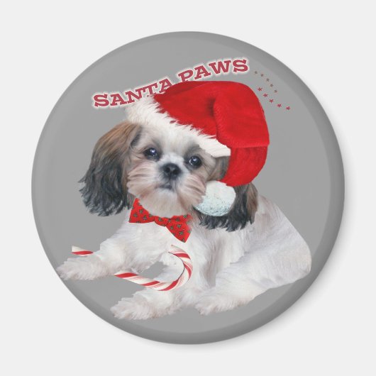 Shih Tzu Santa Paws Geschenke Magnet (Vorne)