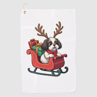 Shih Tzu Santa�s Schlittenfahrt Golfhandtuch