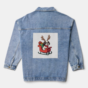 Shih Tzu Santas Schlittenfahrt Jeansjacke