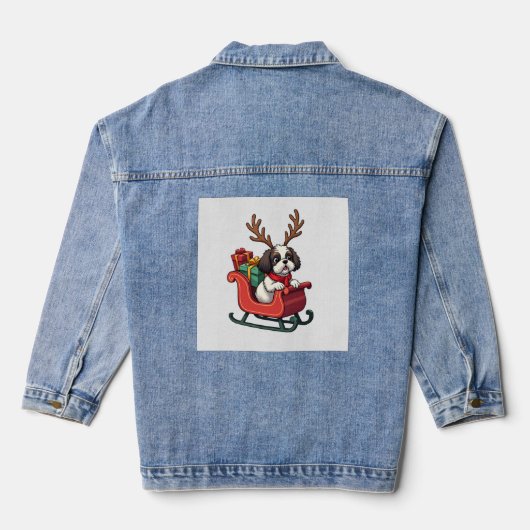 Shih Tzu Santas Schlittenfahrt Jeansjacke (Rückseite)