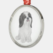 Shih Tzu - schwarz und weiß (von JF) Ornament Aus Metall (Links)