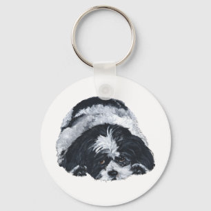Shih Tzu Schwarz & Weiß Schlüsselanhänger