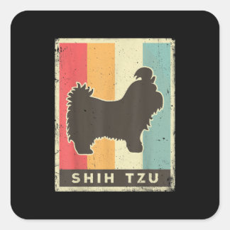 Shih Tzu | Shih Tzu Dog Vintag Retro Quadratischer Aufkleber