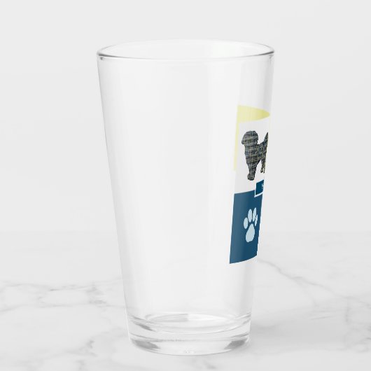 Shih Tzu Silhouette Dog & Paw Y&B Grid Glas (Rechts)