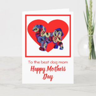 Shih Tzu Silhouette Dog Red Heart Mothers Day Card Dankeskarte