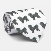 Shih Tzu Silhouette Hund Gelb & Schwarz Gitter Wei Krawatte (Gerollt)