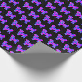 Shih Tzu Silhouette Pink & Blue Dog Black Paper Geschenkpapier (Ecke)