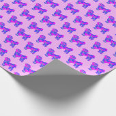 Shih Tzu Silhouette Pink & Blue Dog Pink Paper Geschenkpapier (Ecke)