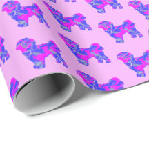 Shih Tzu Silhouette Pink & Blue Dog Pink Paper